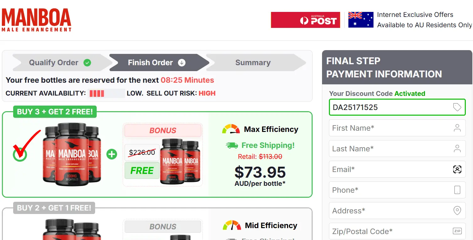 Manboa Male Enhancement Australia Order Page